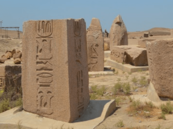 23 fallen granite obelisks.